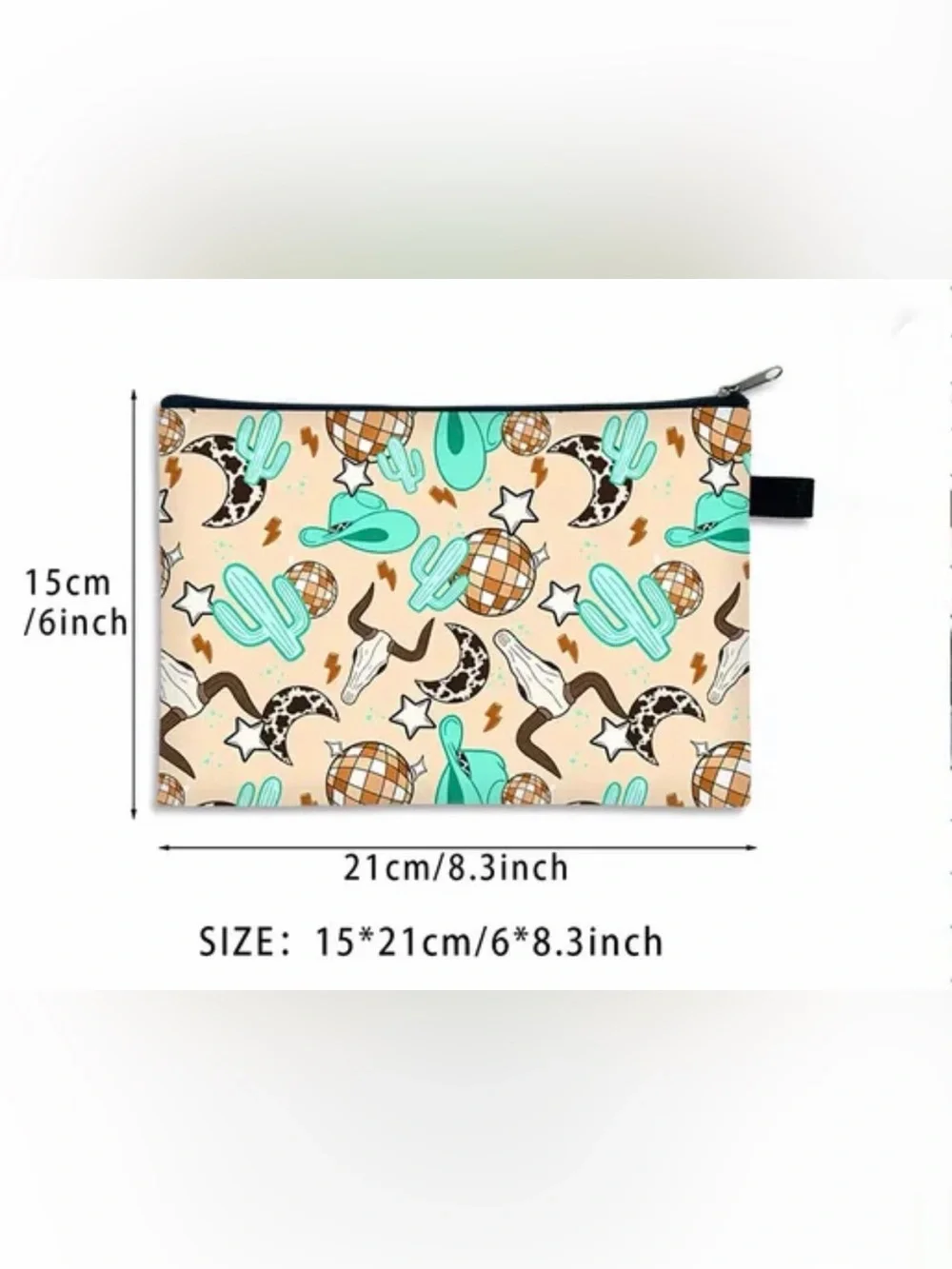 Western Pouch Turquoise Western Cactus Cosmetic Pouch